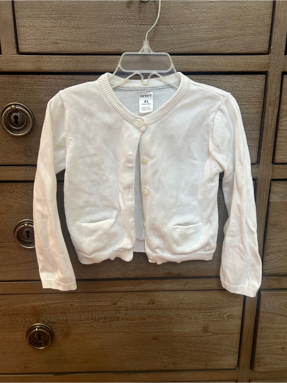 Carter's White Toddler Cardigan Button-Down | 100% Cotton - 4T